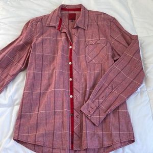 Red with pattern button down shirt